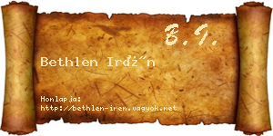 Bethlen Irén névjegykártya